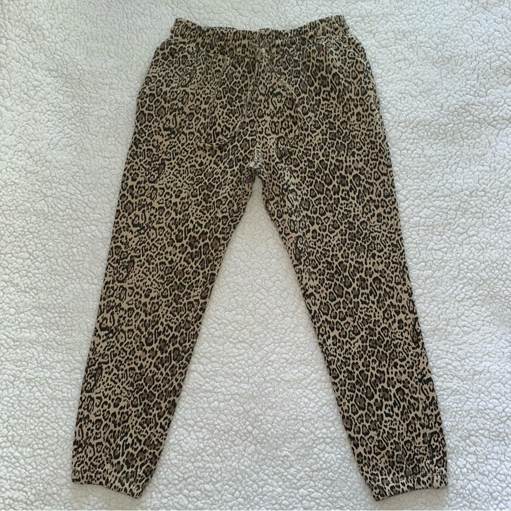 Socialite leopard cheetah animal print joggers sweatpants drawstring pockets S